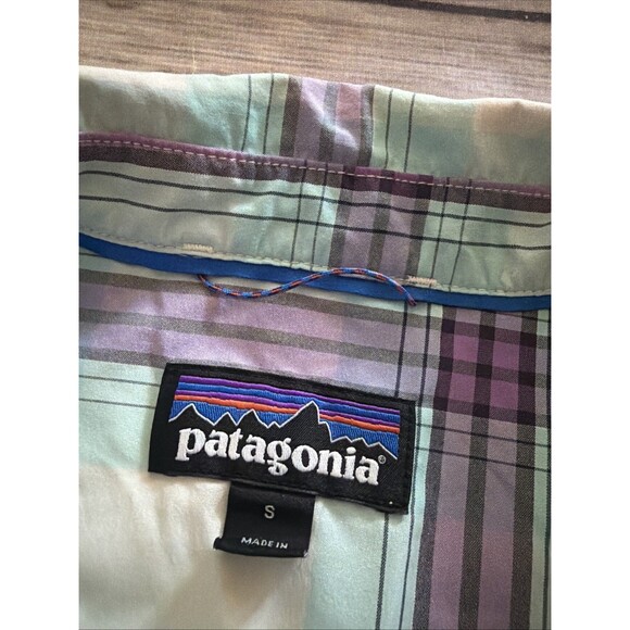 Patagonia Long-Sleeved Plaid Shirt Organic Cotton Button purple Green Womens S - Picture 5 of 9